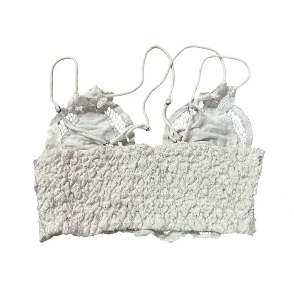 Free People Adella White Lace Crochet Bralette Crop Top Boho‎ Festival S
